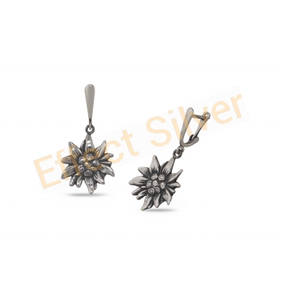 Sunflower Earrings in Sterling Silver 